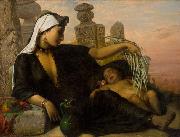 Elisabeth Jerichau Baumann Egyptian Fellah woman with her child. Sweden oil painting artist